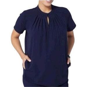 Figs NWT Technical Collection Somotillo Pleated Dress Maternity Top Navy Size M